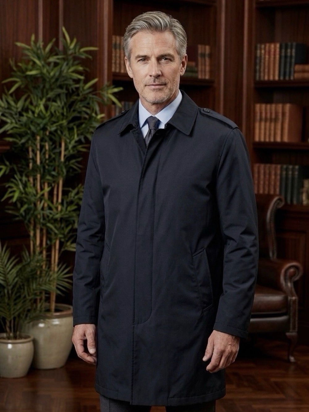 J. Crew Men’s Olmetex Navy Single-Breasted Trench Coat
